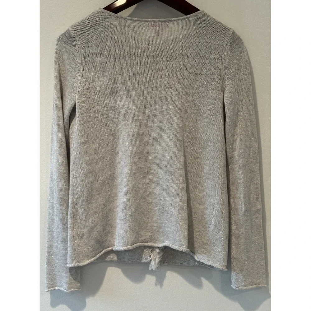 Lilly‎ Pulitzer Girls Mini Avenue Cardigan Gray Silver Wrap Fringe Cozy XL 12-14
